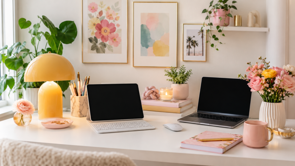ITENS DE ESCRITÓRIO PARA MONTAR SEU ESPAÇO DE TRABALHO EM CASA COM DECORAÇÃO PINTEREST, INSTAGRAMÁVEL, PAGANDO POUCO, NA SHOPPE.