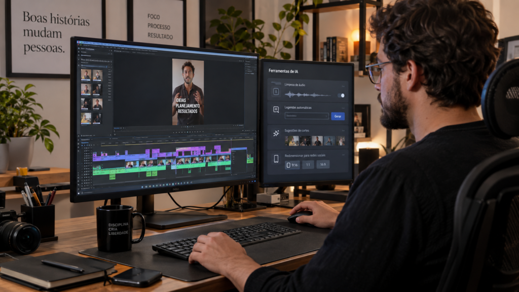  Inteligência artificial na criação de conteúdo: a IA está entrando na própria timeline do editor. Editar vídeos se torna mais fácil. 