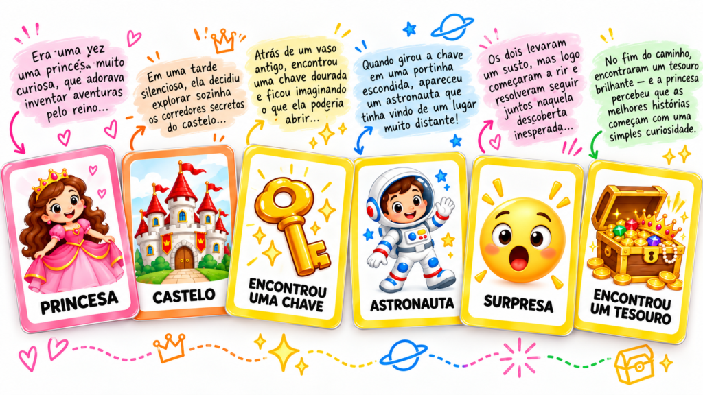 Jogo para criar histórias: Recorte e imprima para usar com seu filho ou em seu consultório. Você também pode usar o arquivo digital pra produzir o jogo e revender. 
